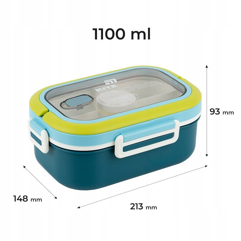 Lunchbox z łyżką i widelcem oraz wewnętrzną pokrywką dla szczelności