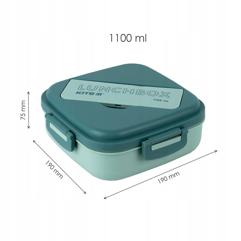 Lunchbox ze sztuccami na 3 komory 1100ml zielony