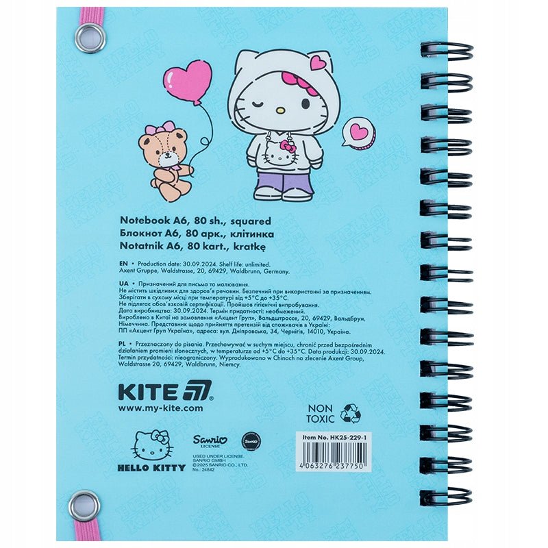 Kołonotatnik notes fioletowy 80 kartek Hello Kitty Kite