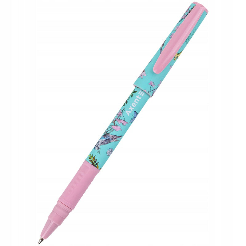 Ergonomiczny gumowy uchwyt i powłoka Soft-Touch w długopisie Axent.