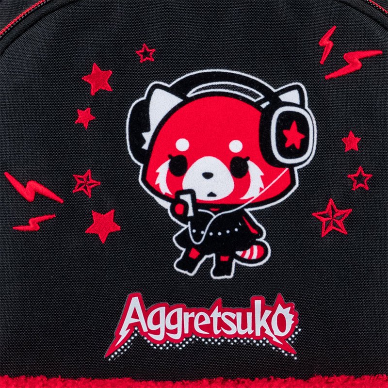 Modny plecak Kite w licencji Aggretsuko z flokowanym drukiem i brelokiem-sercem