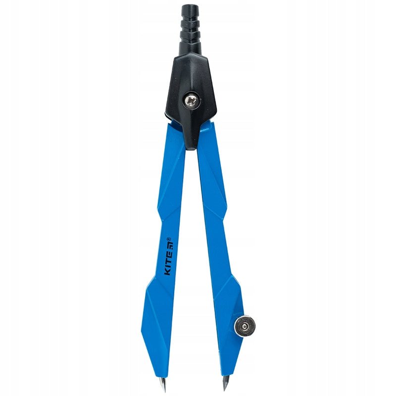 Nebieski cyrkiel szkolny w praktycznym przezroczystym opakowaniu