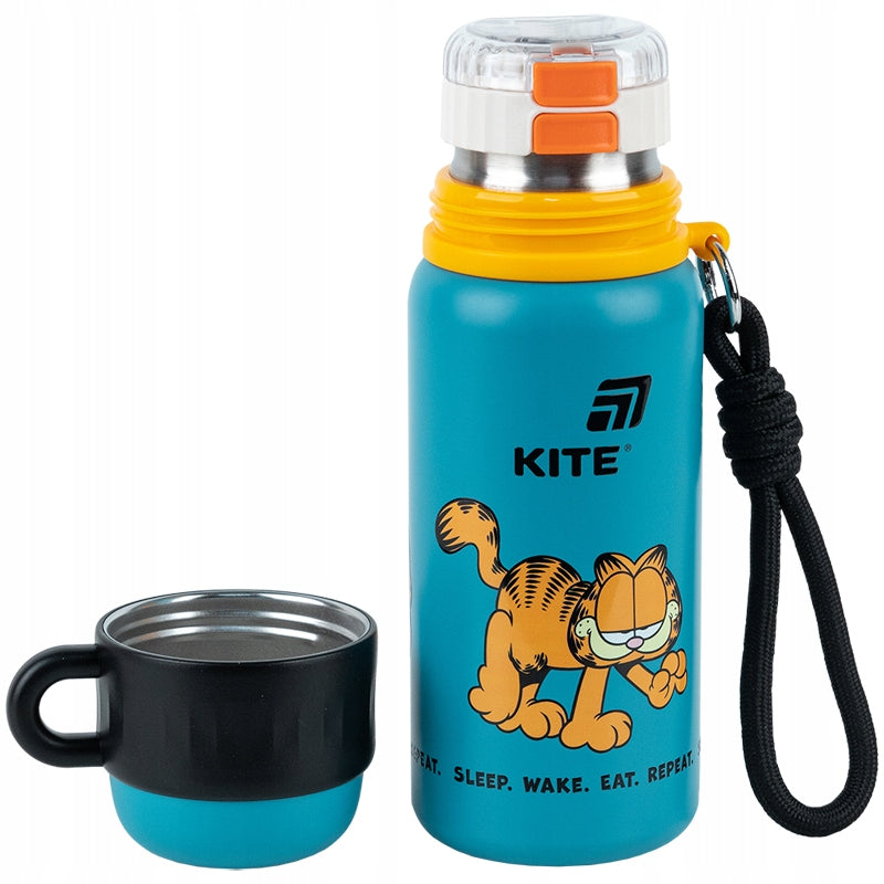 Termos szkolny Garfield z kubkiem i silikonową rurką