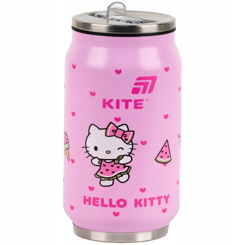 Kubek termiczny Kite Hello Kitty w kolorze jasnoróżowym z grafiką uroczej kotki.