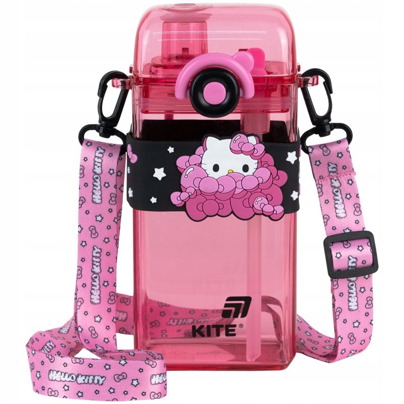 Różowa butelka na wodę dla dziewczynki Kite Hello Kitty – prostokątny bidon 500 ml.