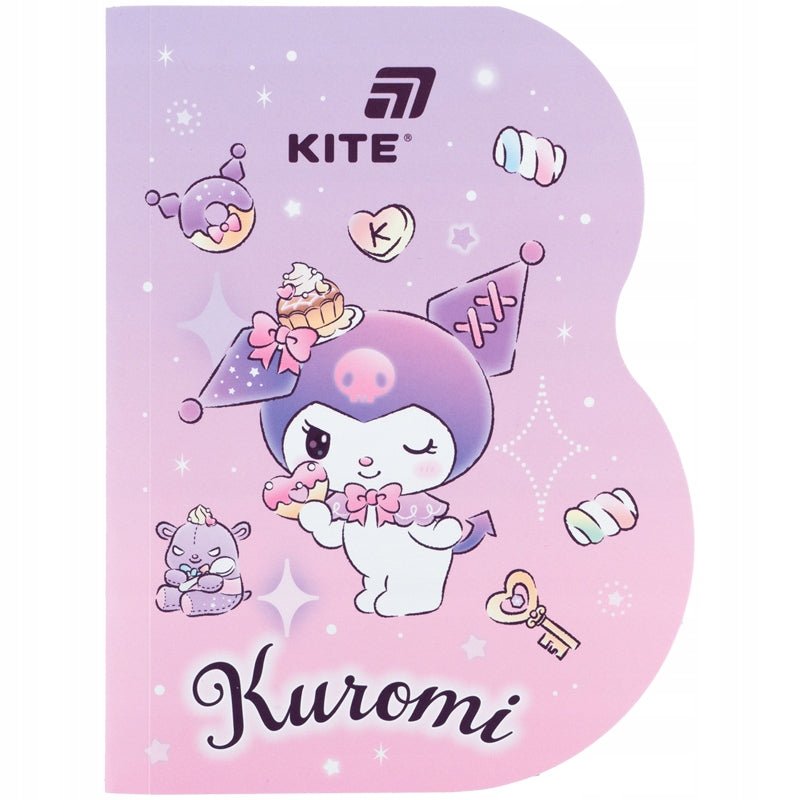Kształtowy notes Kuromi – zamierzy formatu A6 do szkoły.