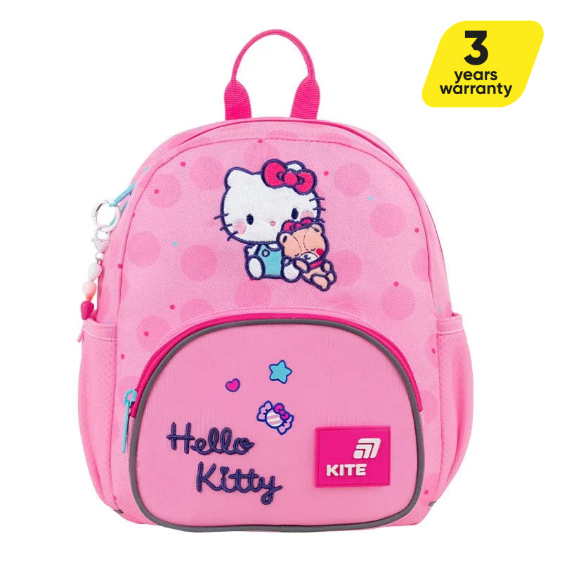 Plecak przedszkolny Kite Hello Kitty dla dziewczynki, różowy z brelokiem