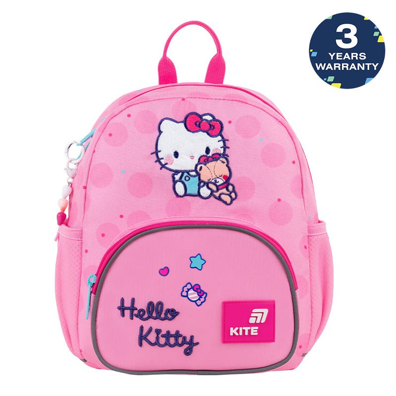 Plecak przedszkolny Kite Hello Kitty dla dziewczynki, różowy z brelokiem