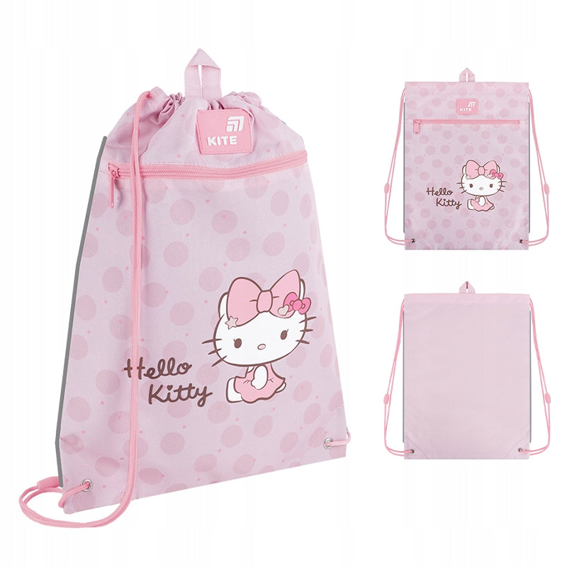 Różowy worek gimnastyczny Kite z grafiką Hello Kitty.
