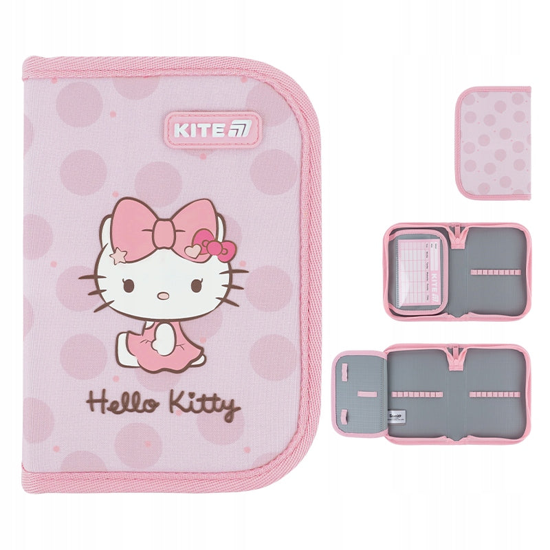 Różowy piórnik Kite Hello Kitty HK26-621-1 – ujęcia z różnych stron.