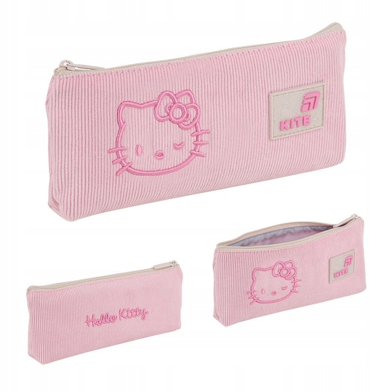Różowy piórnik szkolny Kite Hello Kitty HK26-680-2 – widok z każdej strony.