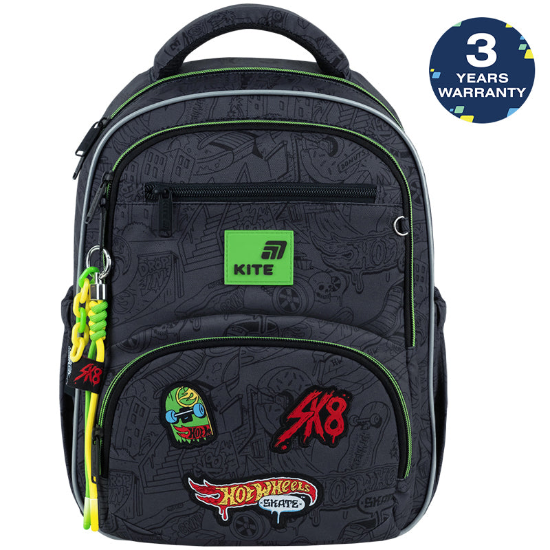 Batoh školní Kite Hot Wheels Skate pro chlapce do 1–4 třídy černý ortopedický lehký