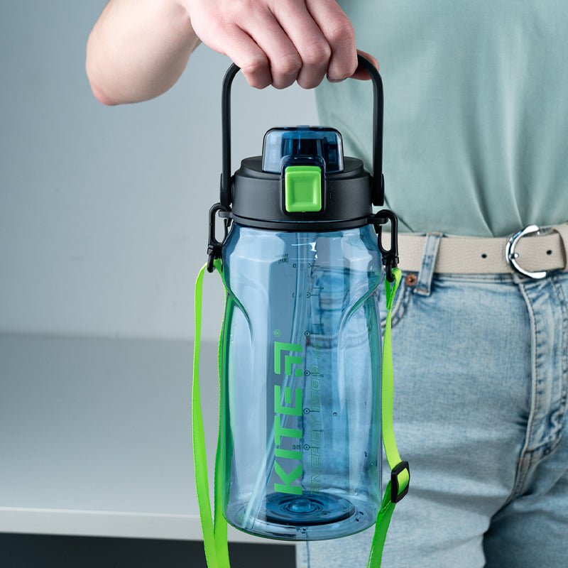 Butelka na wodę z ustnikiem do trening, do szkoły 1500 ml niebieska