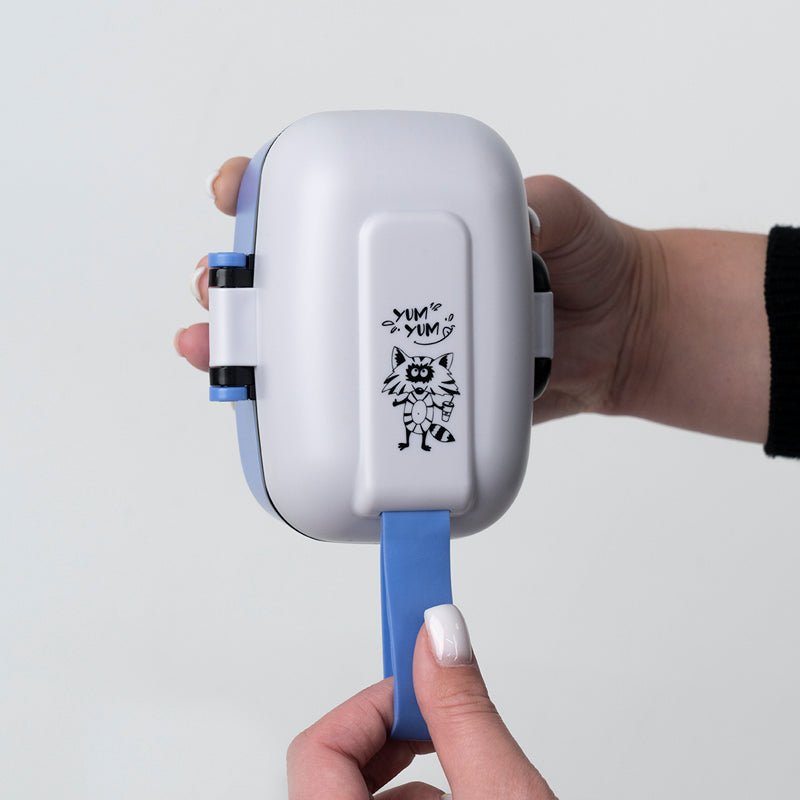 Kompaktowy snackbox z uchwytem i małym pojemnikiem Kite niebieski