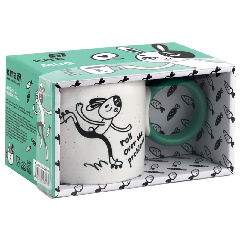 Kubek ceramiczny "Roll Over The Problems" 370 ml od Kite z motywującym napisem i nowoczesnym designem.
