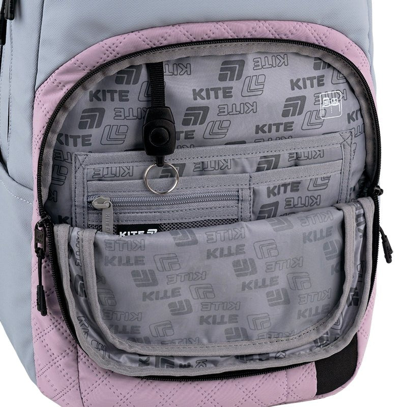 Kite K25-2578L-2 – szkolny plecak z ikonami nawigacyjnymi i membranową tkaniną, plus smycz na telefon.