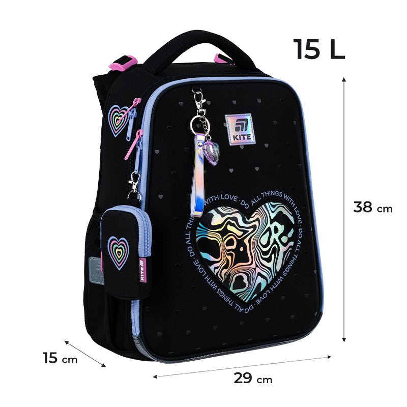 Kite K25-531M-2 – tornister z ramą i stylowym designem, z portfelem w bonusie, dla 6-10 lat.