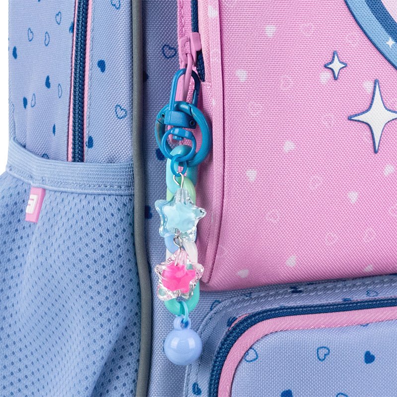 Granatowo-różowy plecak Kite dla dziewczynek, uszczelnione plecy, odblaski