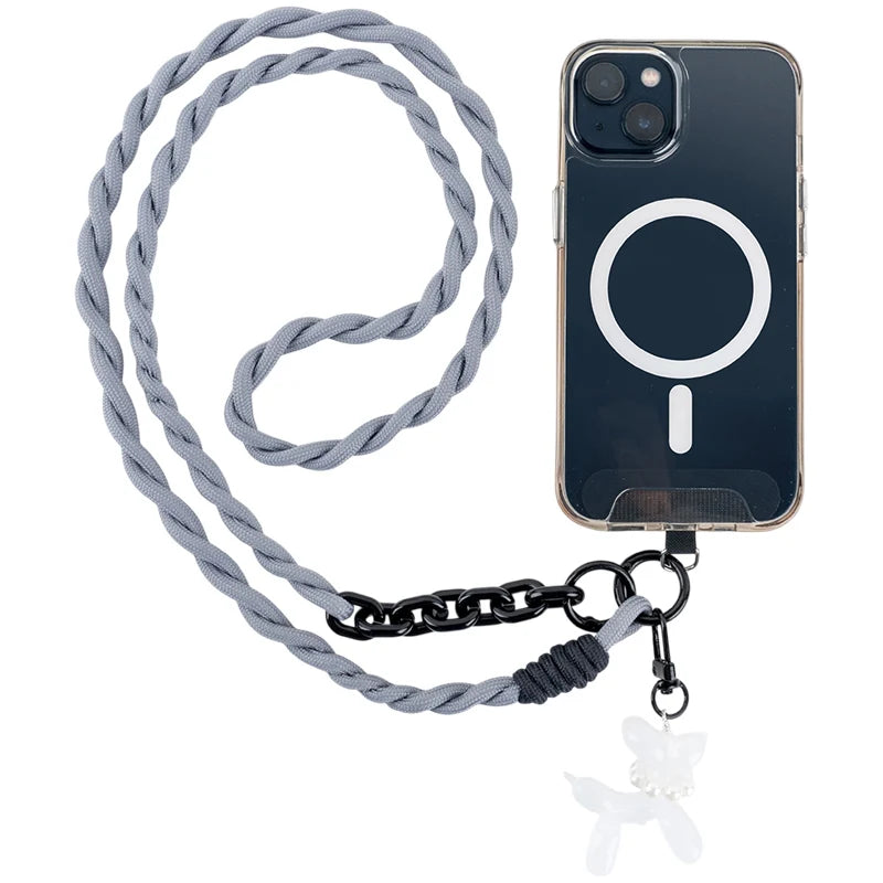 Mocowanie szarego paska Kite pod etui smartfona przy użyciu podkładki