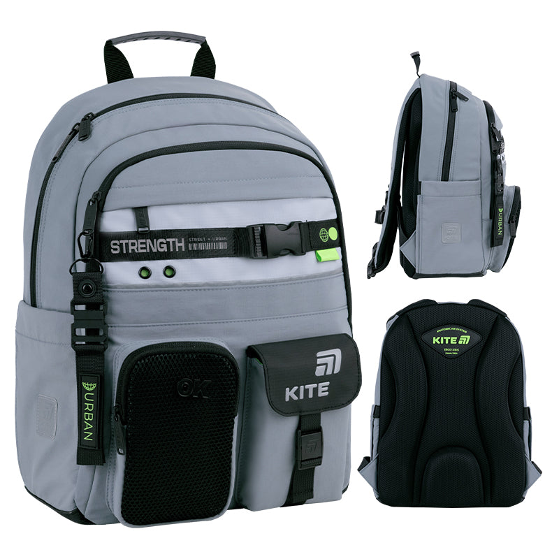 Plecak szkolny Kite Education Urban – widok z przodu, z tyłu i z boku