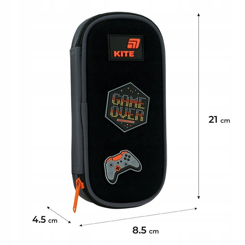 Wymiary czarnej saszetki Kite – pojemny piórnik do szkoły.