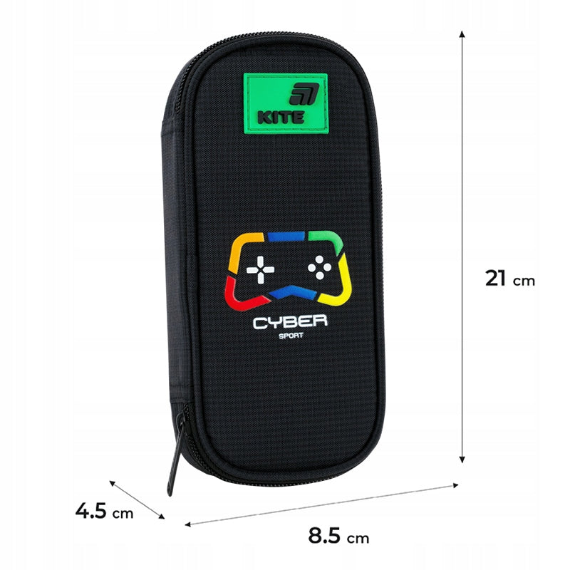 Wymiary czarnej saszetki Kite – pojemny piórnik do szkoły.