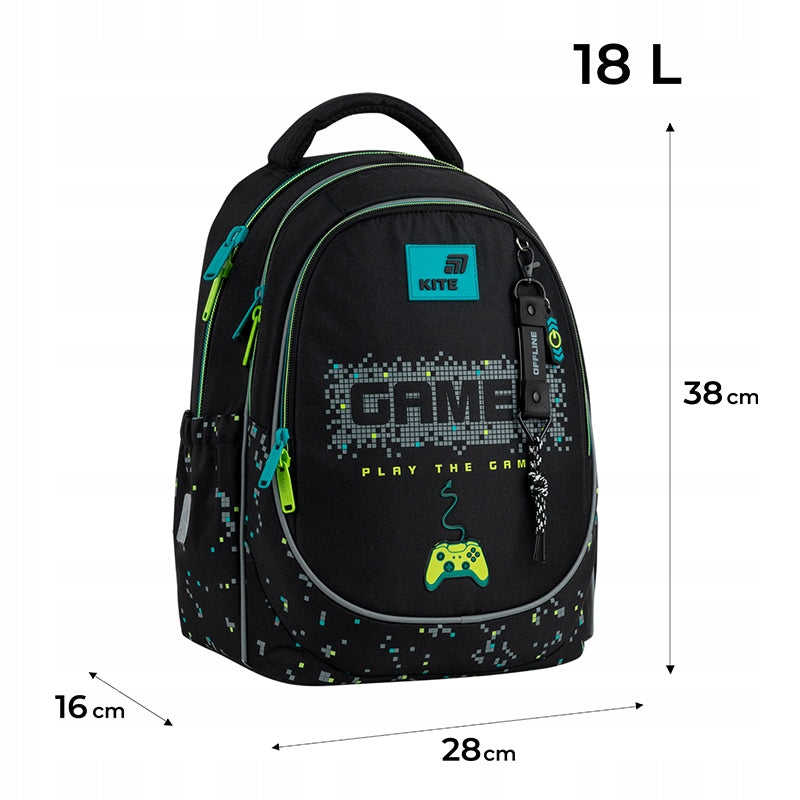 Infografika z wymiarami, wagą 750g i sugerowanym wzrostem dziecka.