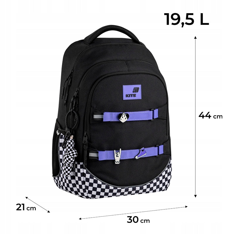 Infografika z dokładnymi wymiarami plecaka rozmiaru L, wagą 1210 g oraz schematem działania technologii Anti Gravity System.