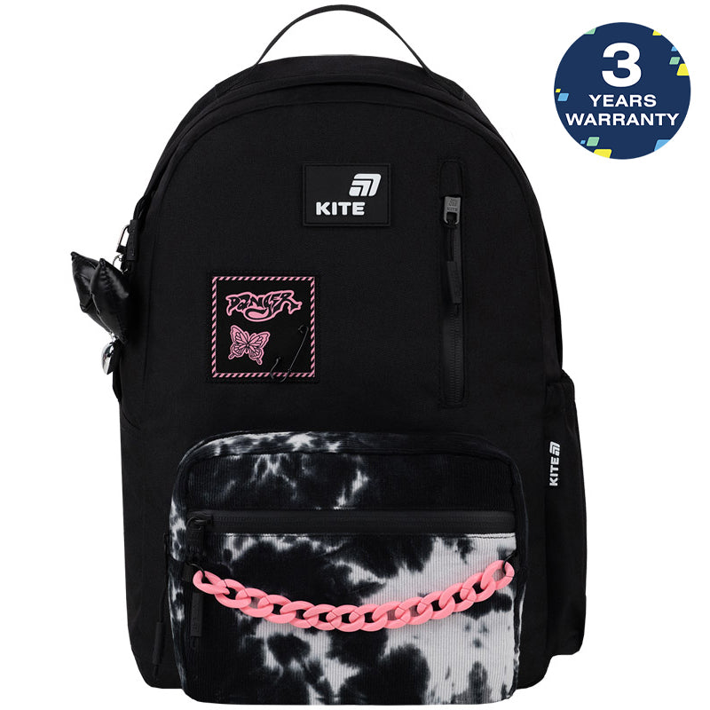 Batoh školní pro dívky 9-12 let mládežnický s řetízkem černý Danger
