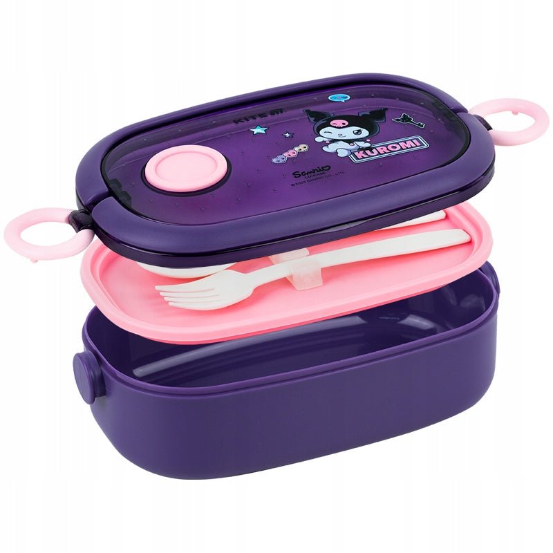 Wnętrze lunchboxa z przegrodą i kompletem sztućców