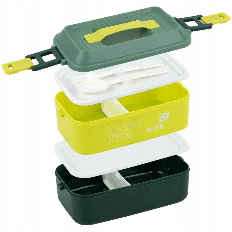 Pojemnik na jedzenie Kite z przegródkami i sztućcami