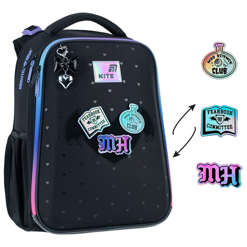 Tornister szkolny ortopedyczny dla dziewczynek 1-4 klasa z naszywkami Monster High Kite