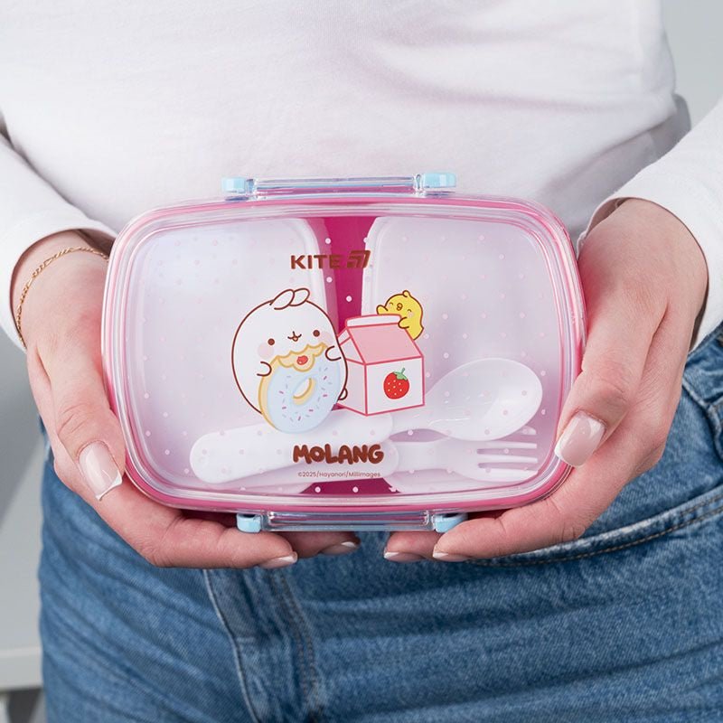 Lunchbox Śniadaniówka ze Sztućcami 750ml różowa Molang Kite