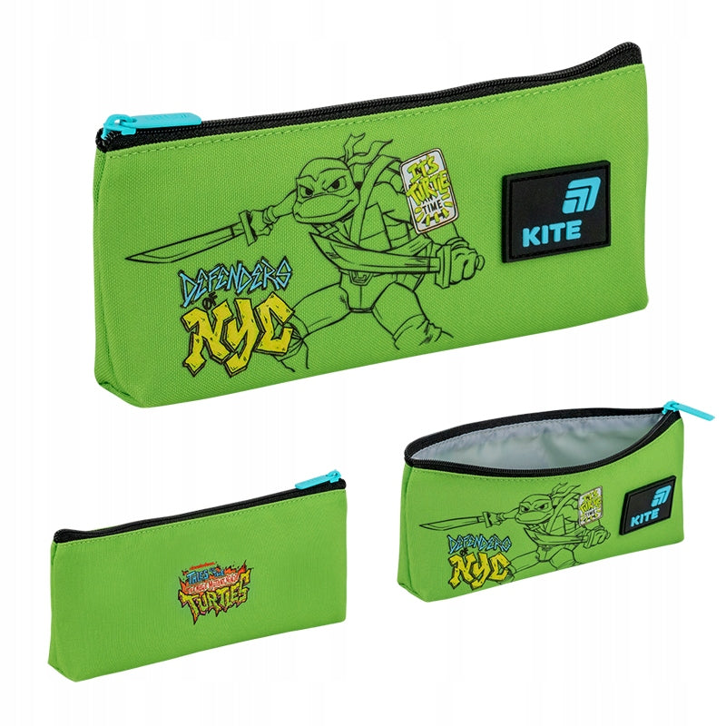 Zielony piórnik szkolny Kite Ninja Turtles NT26-680 – widok z każdej strony.