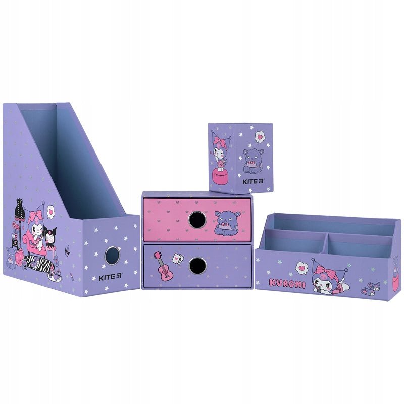 Organizer biurkowy Kuromi z kubkiem na długopisy, tacką i mini komodą – kolekcja Kite