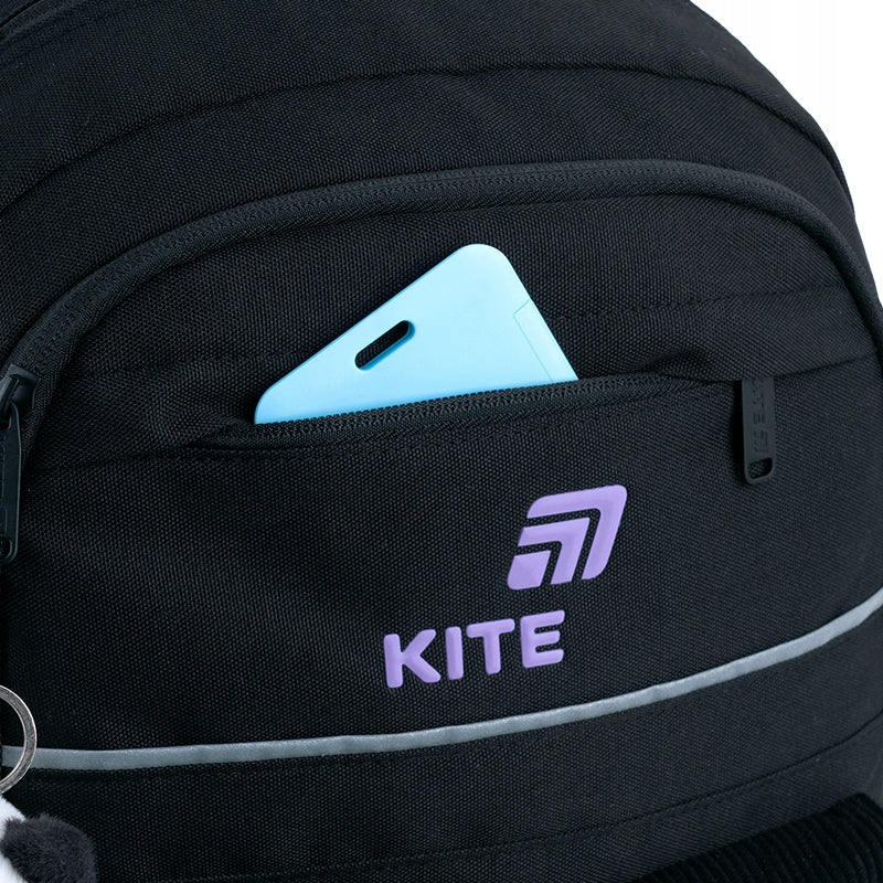 Plecak szkolny czarny Kite ukryta kieszeń zewnętrzna