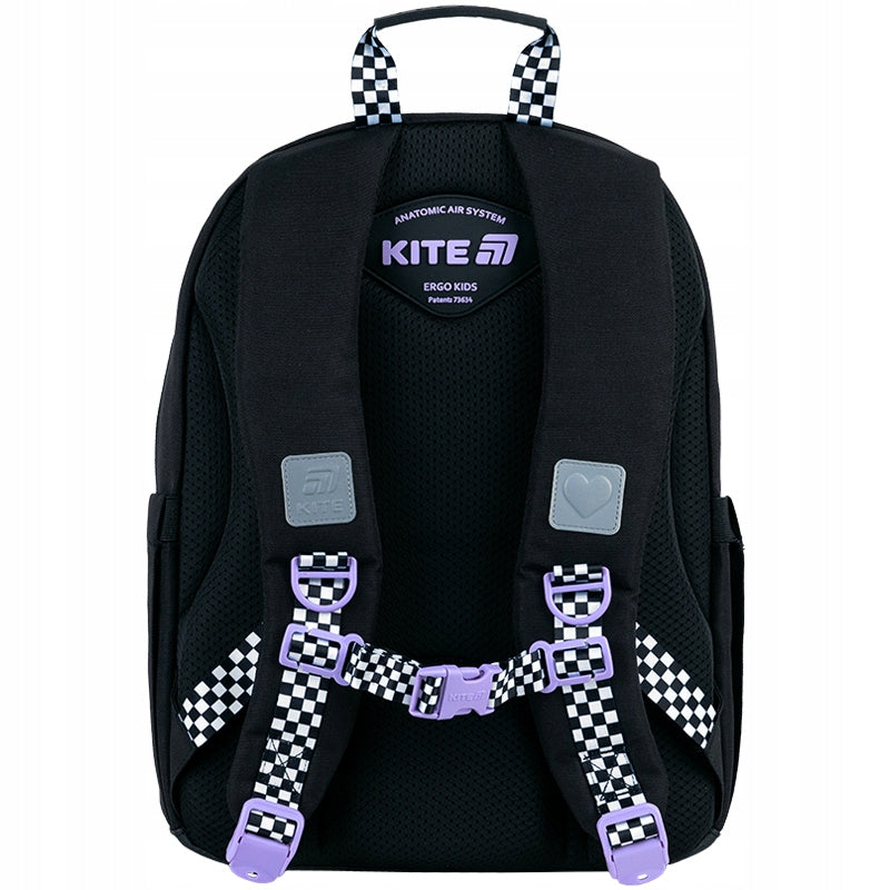 Plecak szkolny czarny Kite szelki S-line z pasem piersiowym