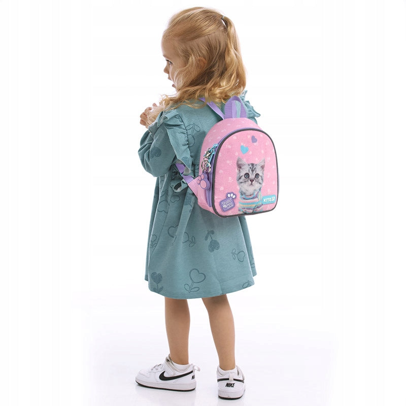 Mały plecak dla dziewczynki 2-5 lat Kite z wizerunkiem kotka.