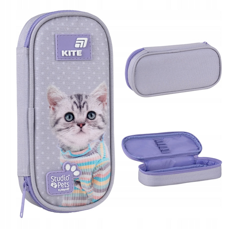 Piórnik saszetka Kite Studio Pets z kotkiem widok z każdej strony.