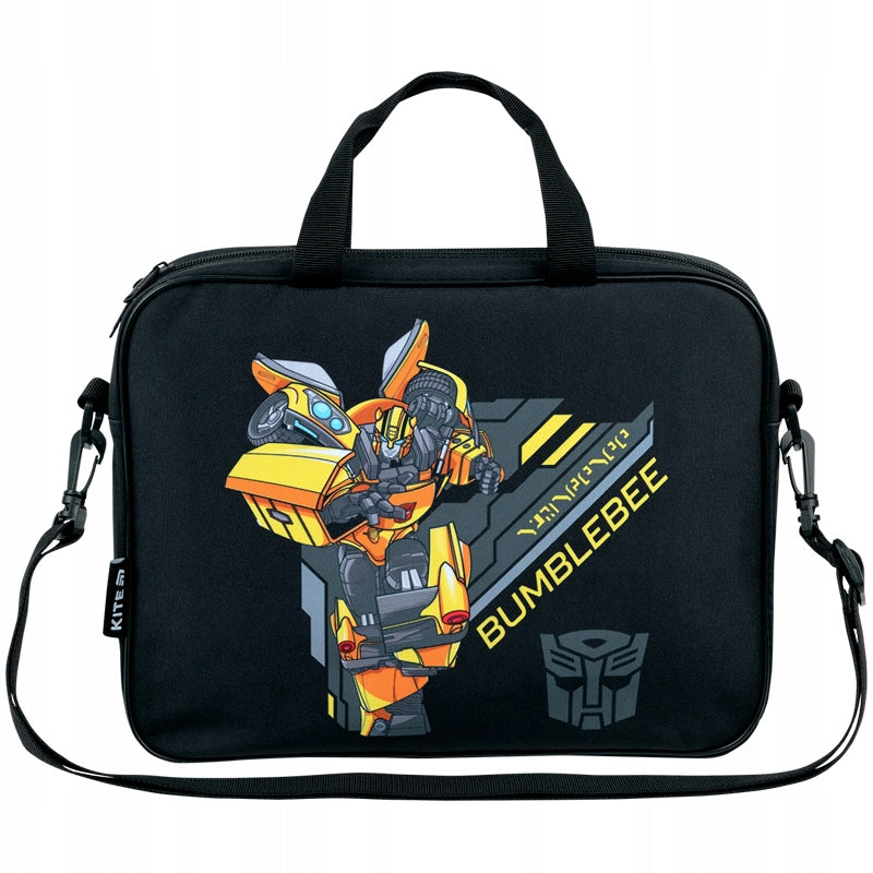 Widok z przodu torby-teczki z grafiką Transformers.