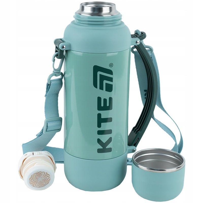 Termos turystyczny z paskiem na karabinkach i szczelnym zamknięciem