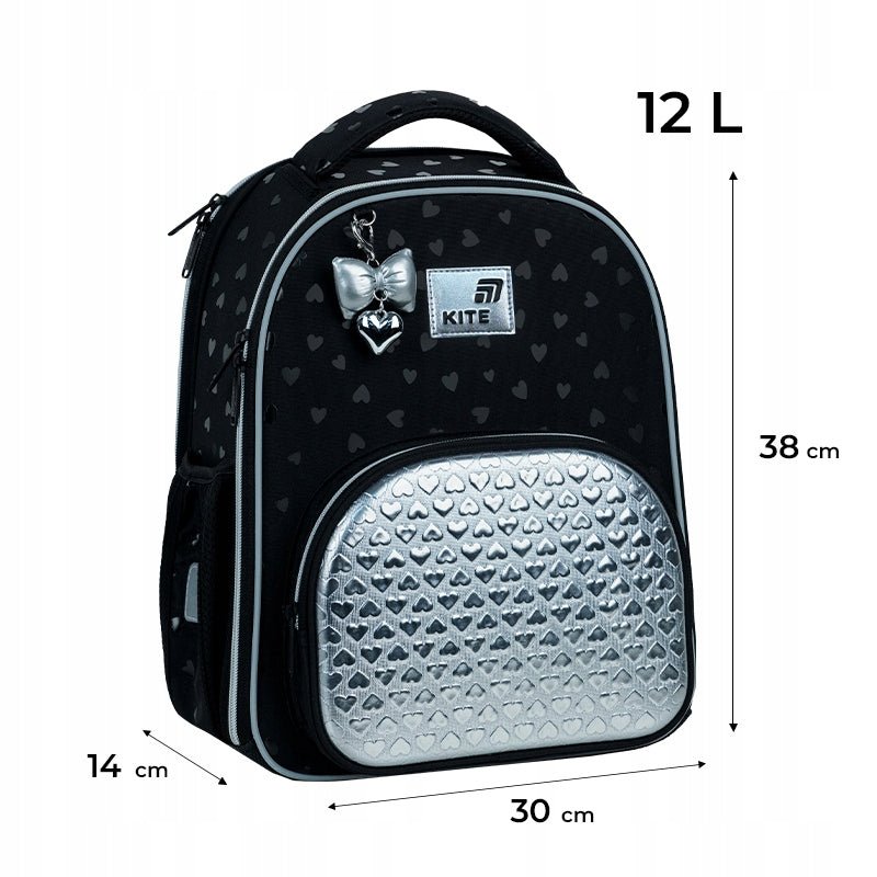 Tornister szkolny ortopedyczny Kite czarny – front plecaka