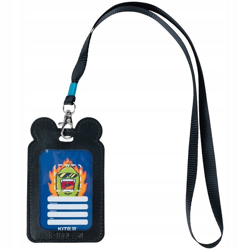 Identyfikator Kite K24-296-3 dla dzieci w pomarańczowym kolorze z uszkami i sznurkiem z karabińczykiem