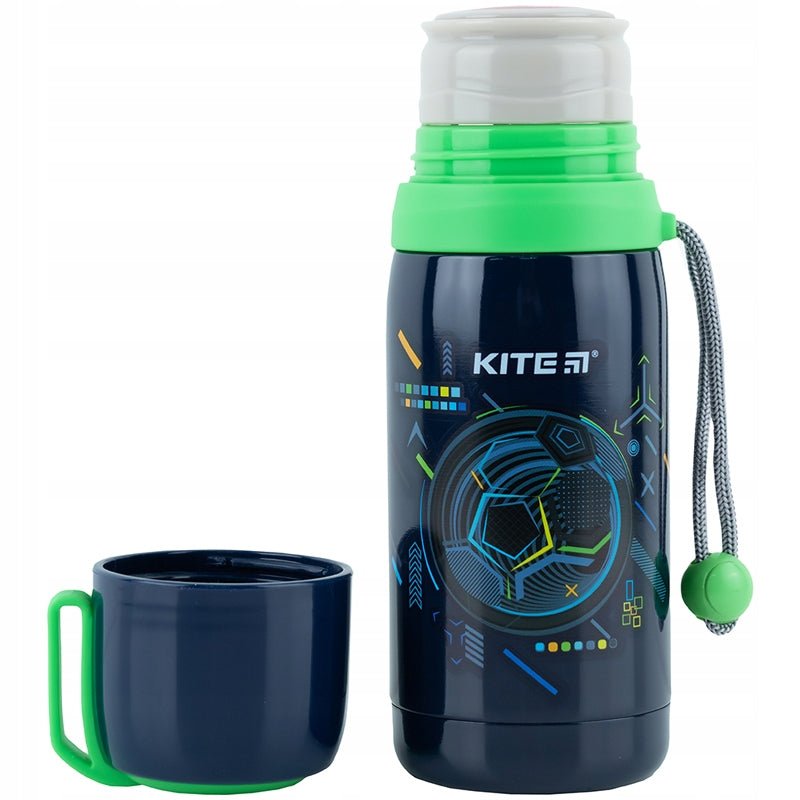 Termos dla chłopców z kubkiem metalowy Football 350 ml Kite