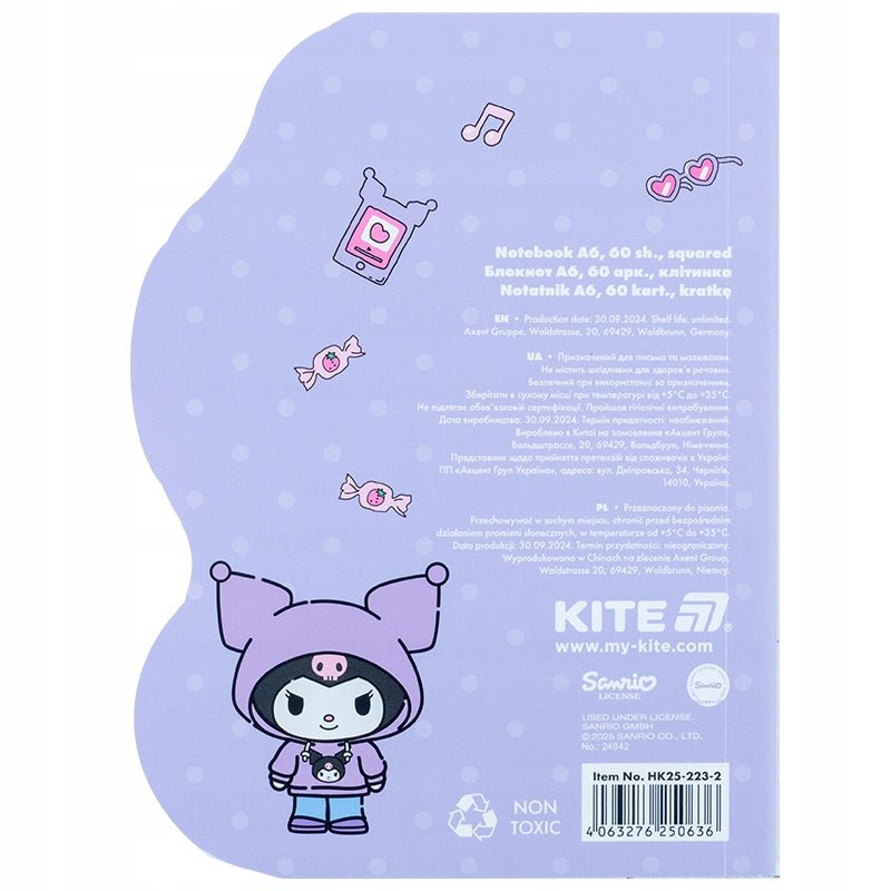 Notes pamiętnik A6 fioletowy Kuromi Kite
