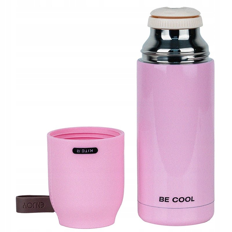 Termos z kubkiem metalowy 350 ml różowy
