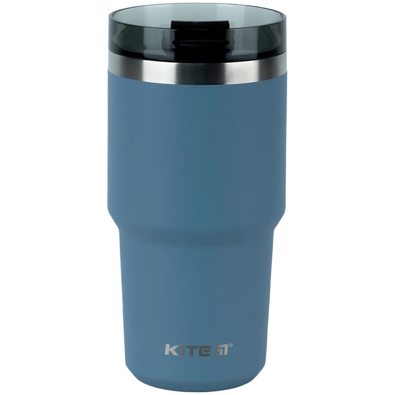 Kubek termiczny ze słomką ustnikiem 600 ml szary