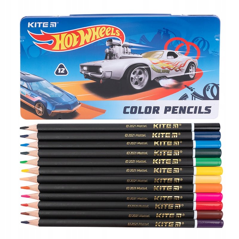 Kredki w metalowym pudełku 12 kolorów Hot Wheels