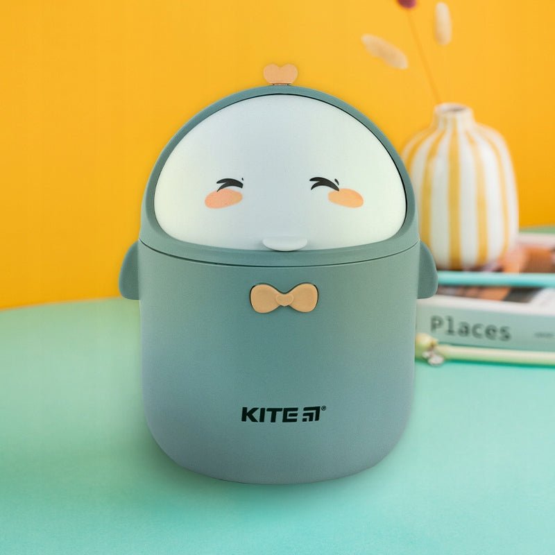 Kosz na śmieci na biurko dla dziecka zielony maskotka