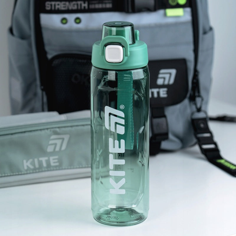 Bidon z tritanu na wodę z uchwytem 800 ml zielona butelka ze słomką Kite